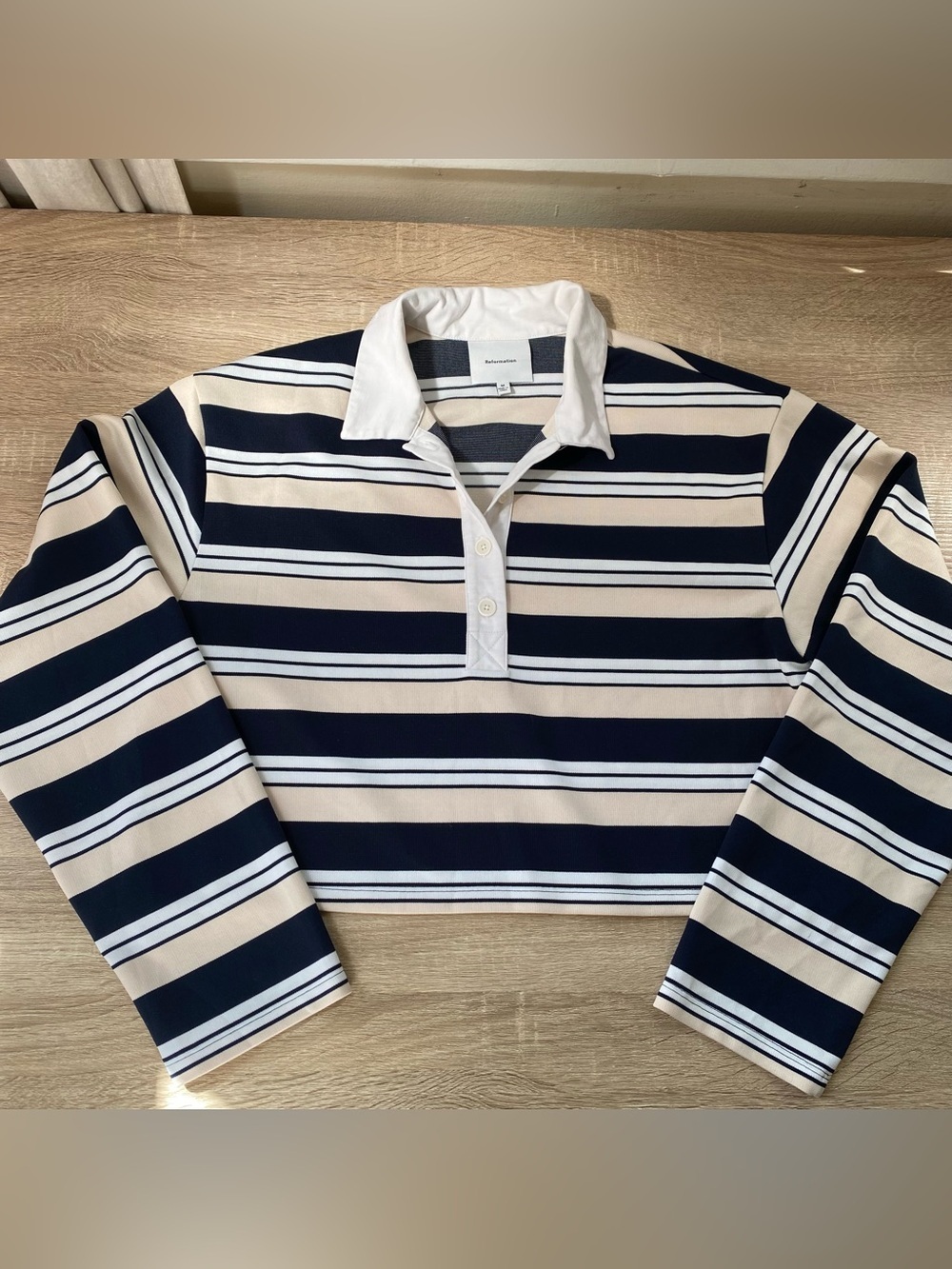 Reformation Anna Striped Rugby Shirt Medium - Picture 15 of 15